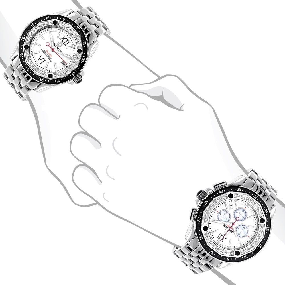 Matching His and Hers Watches: Centorum Diamond Watch Set 1ct Chronograph Image 4