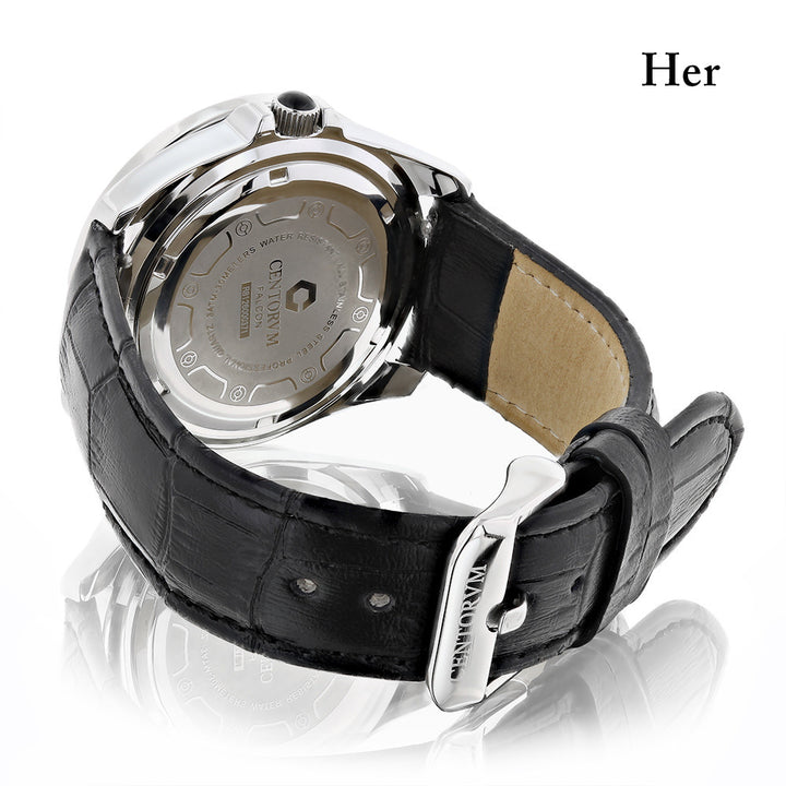 Matching His and Hers Watches: Centorum Diamond Watch Set in Black 1.05ct Image 3