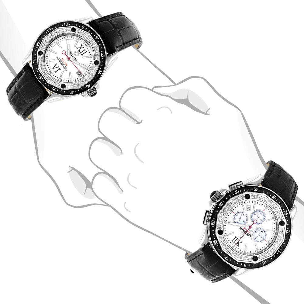 His and Hers matching watches: Centorum Diamond Watch Set w Chronograph Image 4