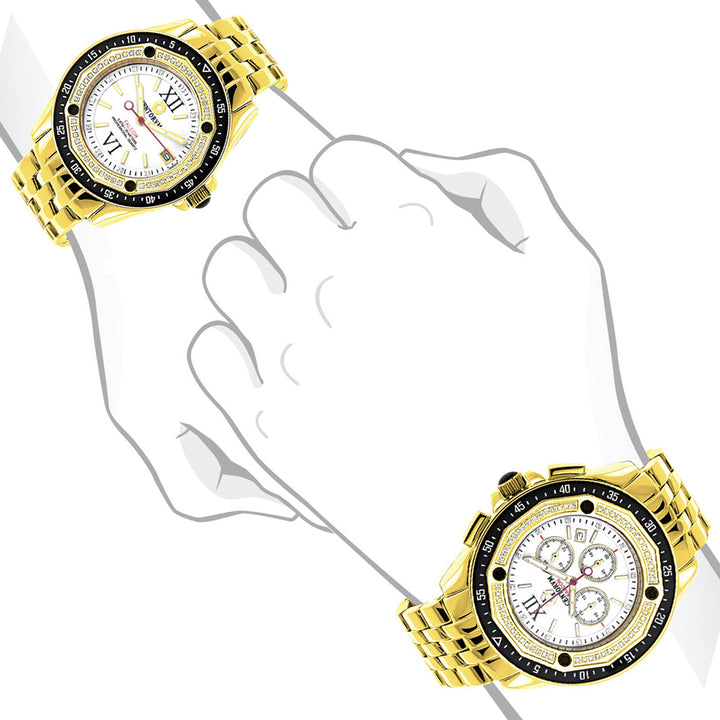 Matching His and Hers Watches: Yellow Gold Plated Diamond Watch Set 1.05ct Image 4