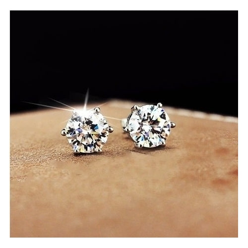 .925 Sterling Silver 2 Carat Cubic Zirconia Studs Image 1