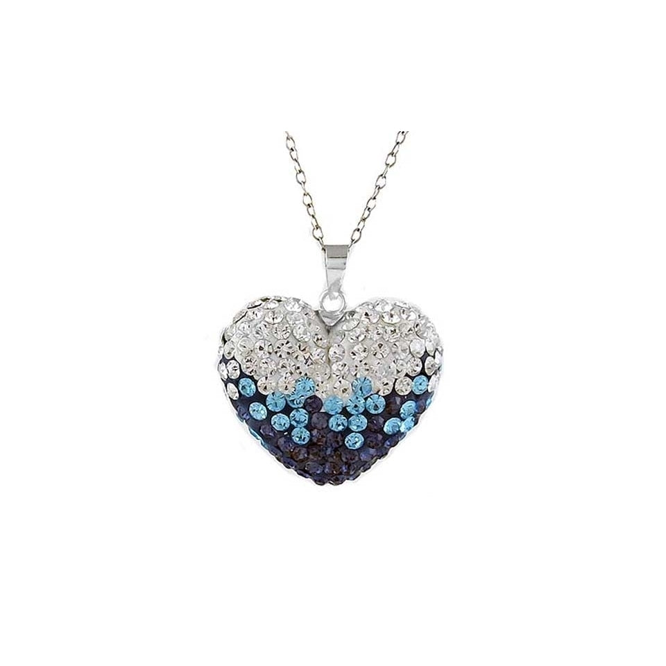 Sterling Silver Montana Blue Swarovski Elements Crystal Heart Pendant Image 1
