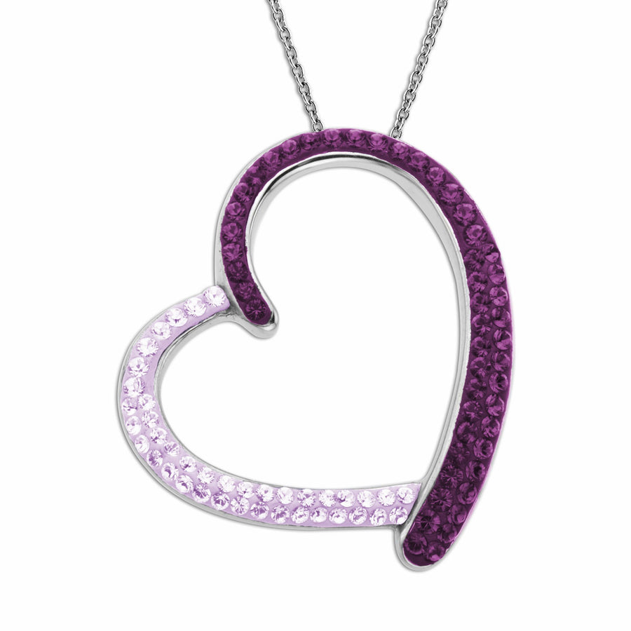 White Gold Crystal Heart Necklace Image 1