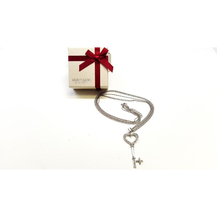 Valentines Day Gift Idea Forever In My Heart Key Necklace Key To My Heart Simple Crystal Pendant Necklace Image 2