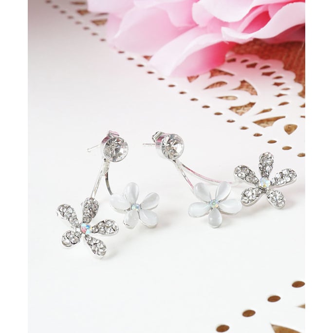 Flower Ear Jacket Valentines Gift Idea Double Flower Earring Peekaboo Front Back Earrings Image 1