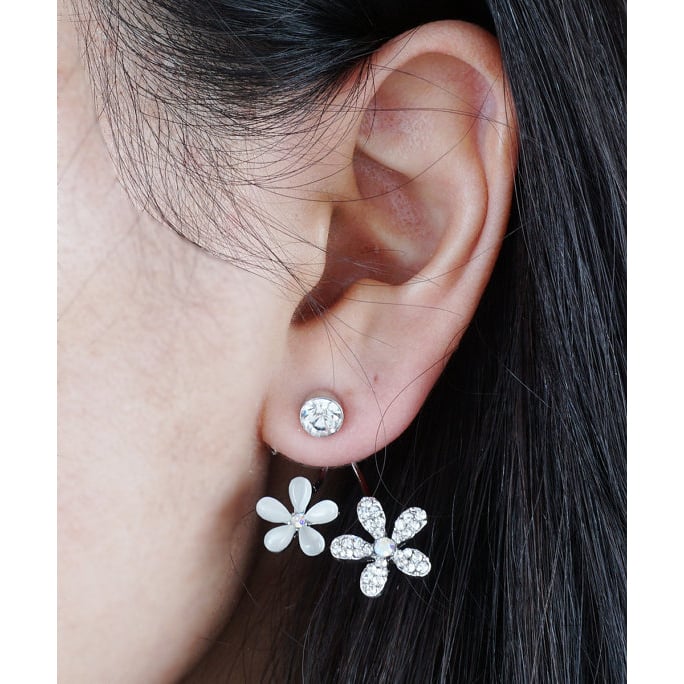 Flower Ear Jacket Valentines Gift Idea Double Flower Earring Peekaboo Front Back Earrings Image 2