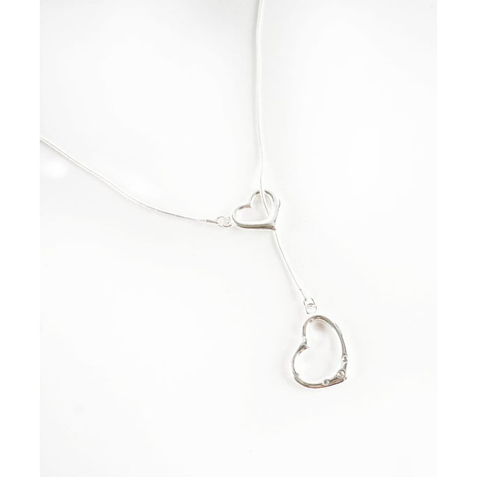 Heart Lariat NecklaceTwo Hearts NecklaceValentine Gift IdeaLove NecklaceCouple Necklace Idea, Image 3