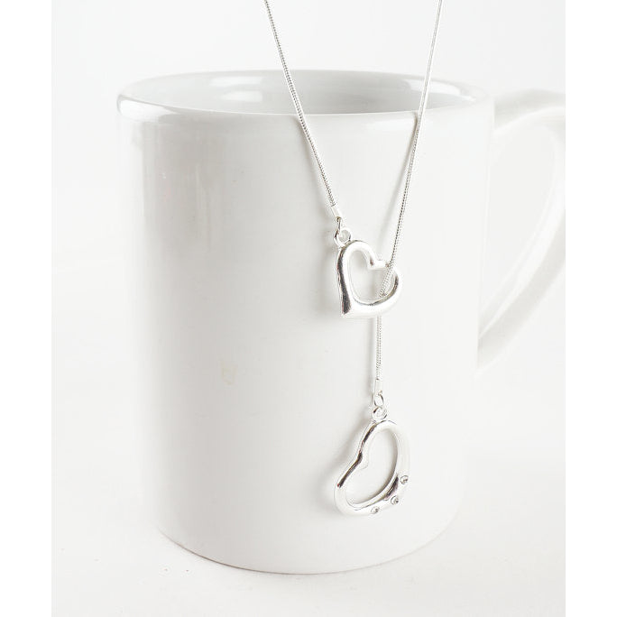 Heart Lariat NecklaceTwo Hearts NecklaceValentine Gift IdeaLove NecklaceCouple Necklace Idea, Image 1