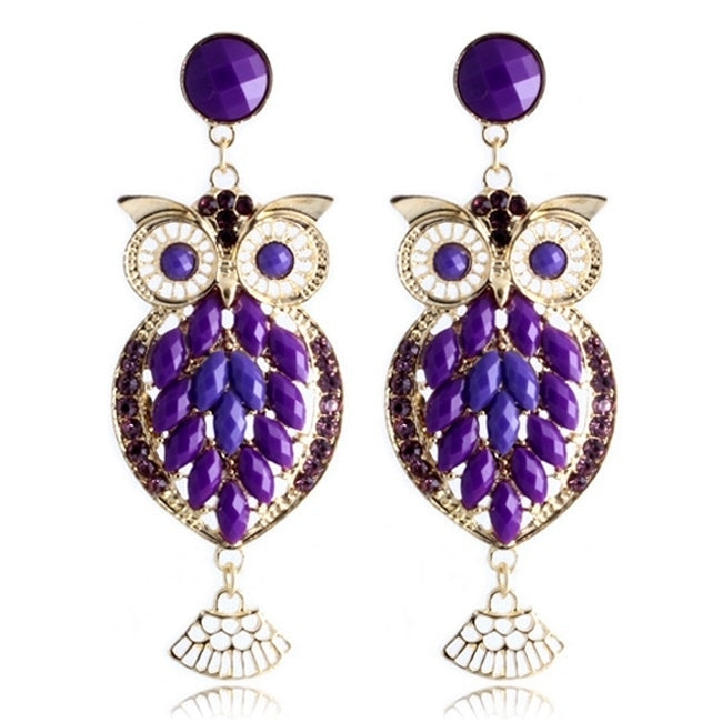 Crystal Owl Drop Earrings Image 1