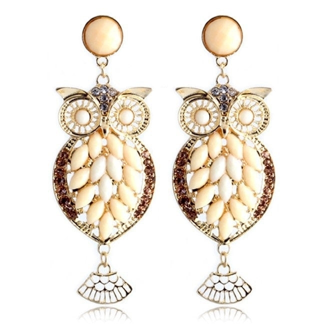 Crystal Owl Drop Earrings Image 2