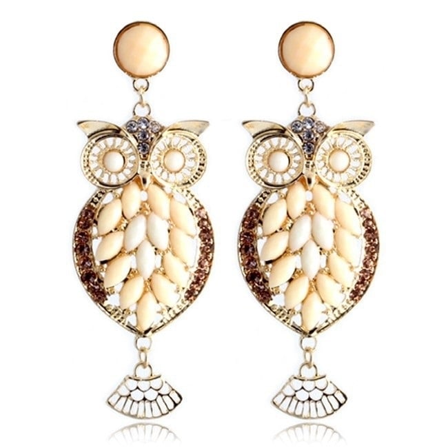 Crystal Owl Drop Earrings Image 1