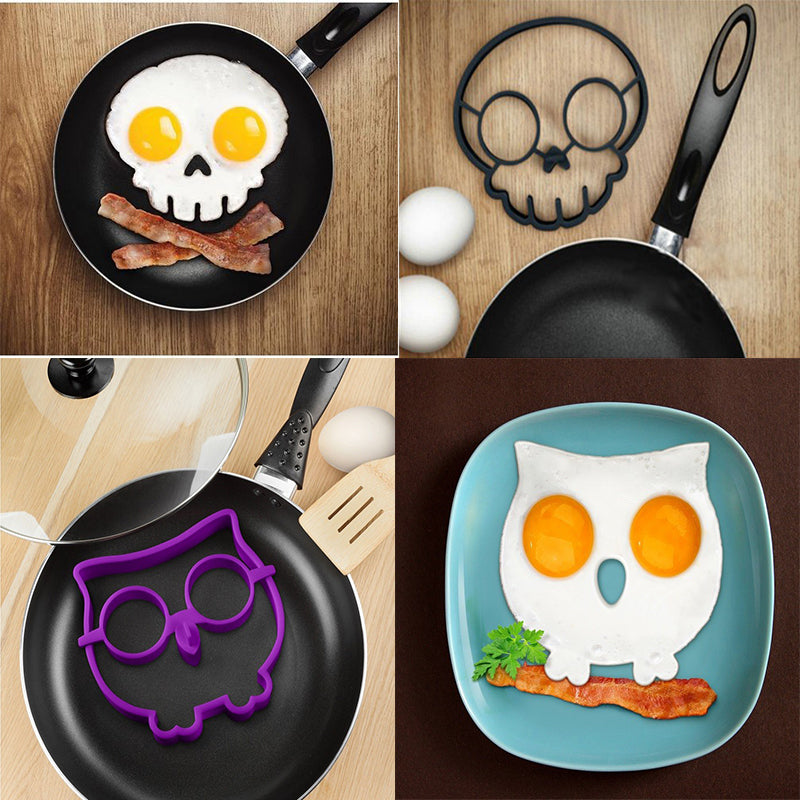 Set of 2 Funny  Skull and Owl Egg/Cookies Molds Image 1