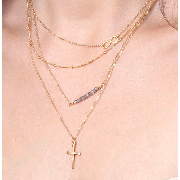 18K Gold Plated Multilayer Necklace "Believe" Image 2
