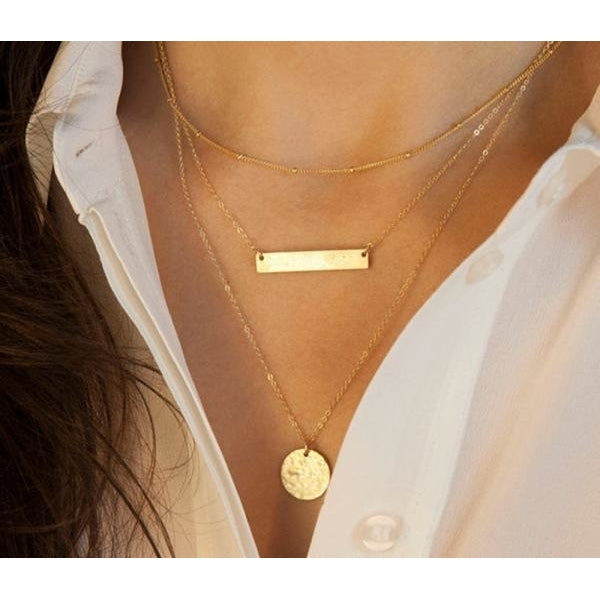 18K Gold Plated Multilayered Link Necklace "Forever" Image 1