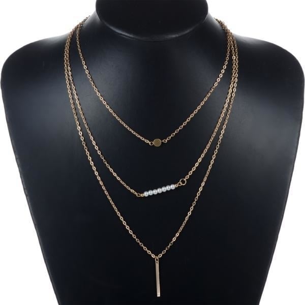 18K Gold Plated Multilayered Pearl Necklace Image 2