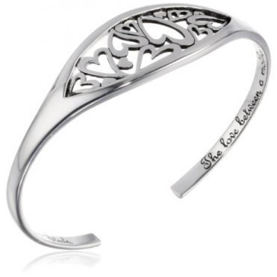 Engraved "The Love Between A Mother and Daughter..." Silver  Cuff Bracelet Image 2