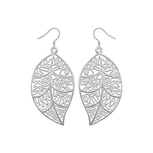 Delicate Silver Filigree Leaf Earrings Image 2