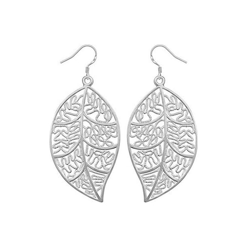 Delicate Silver Filigree Leaf Earrings Image 3