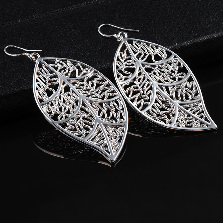 Delicate Silver Filigree Leaf Earrings Image 6