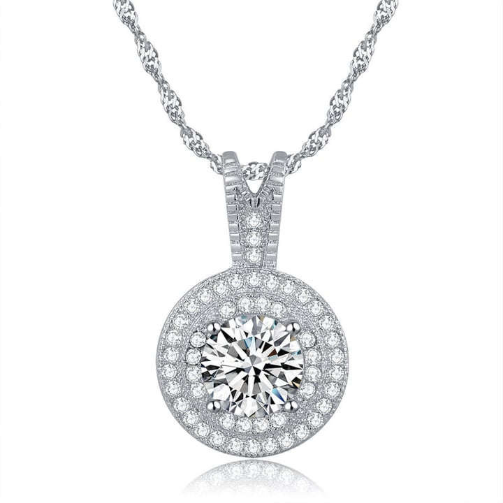 Halo Micro Pave Crystal Pendant Necklace Image 1