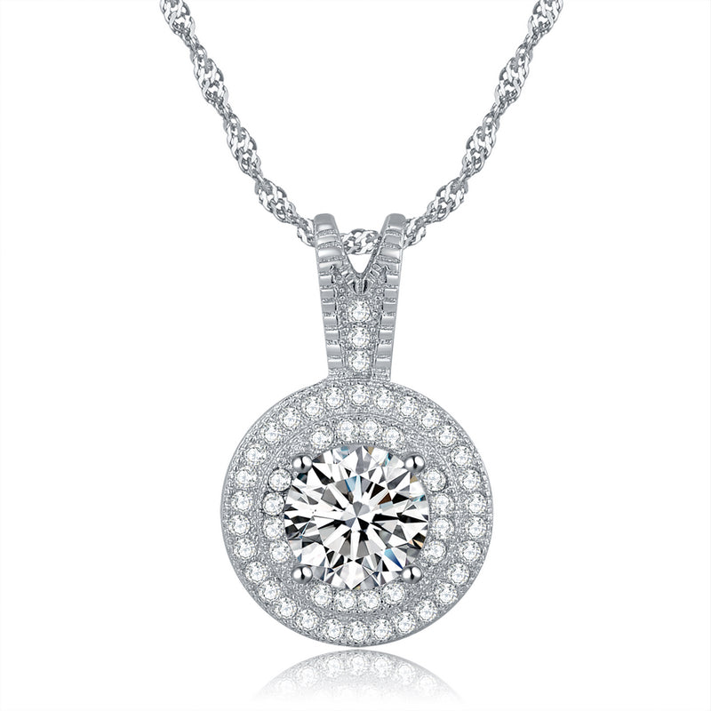 Halo Micro Pave Crystal Necklace Image 1