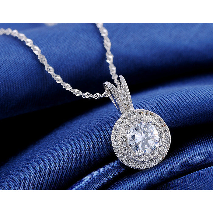 Halo Micro Pave Crystal Pendant Necklace Image 3