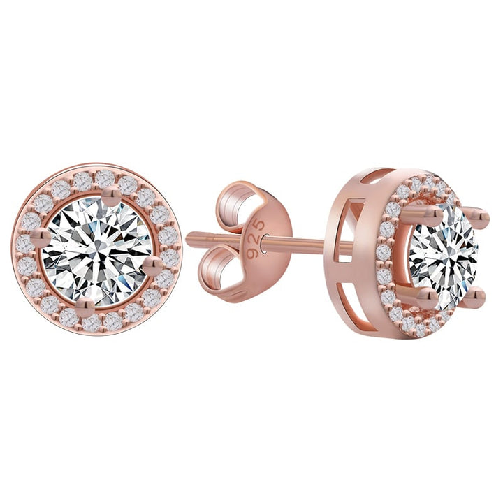 Round Platinum Plated Cubic Zirconia Stud Earrings Image 6