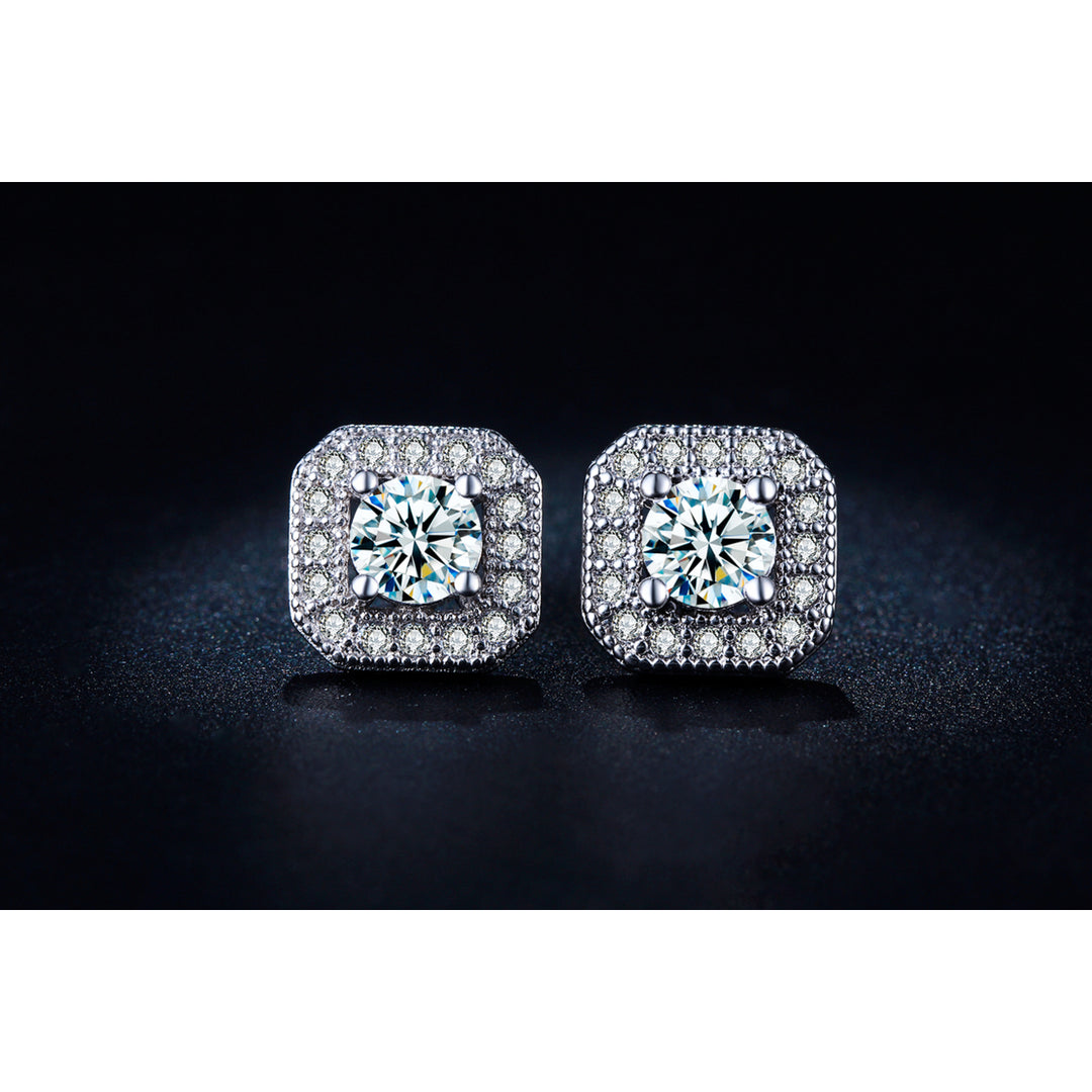 18K White Gold Plated Stud Earrings Image 4