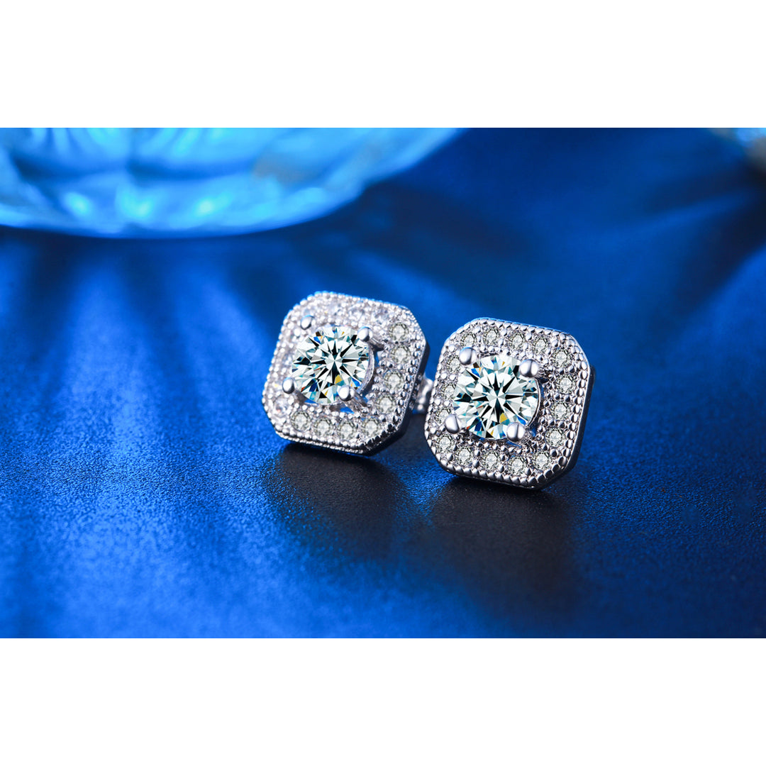 18K White Gold Plated Stud Earrings Image 1