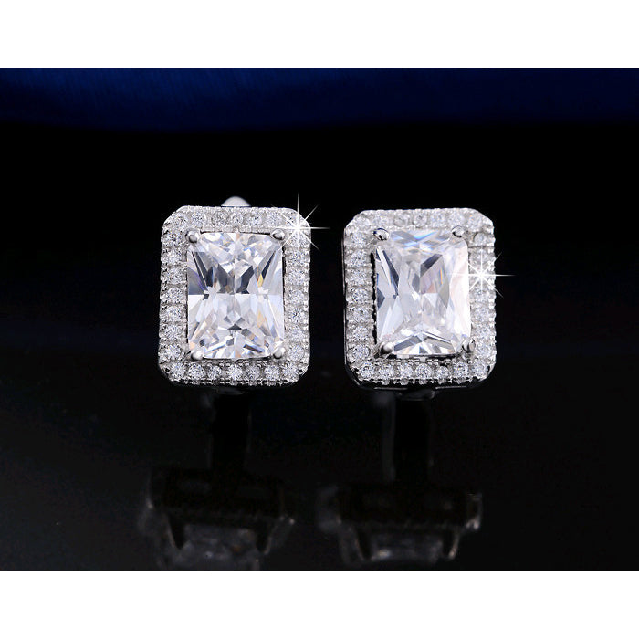 Emerald Cut Cubic Zirconia Earrings Image 4