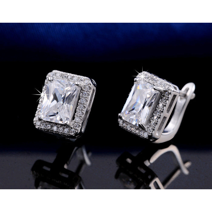 Emerald Cut Cubic Zirconia Earrings Image 4