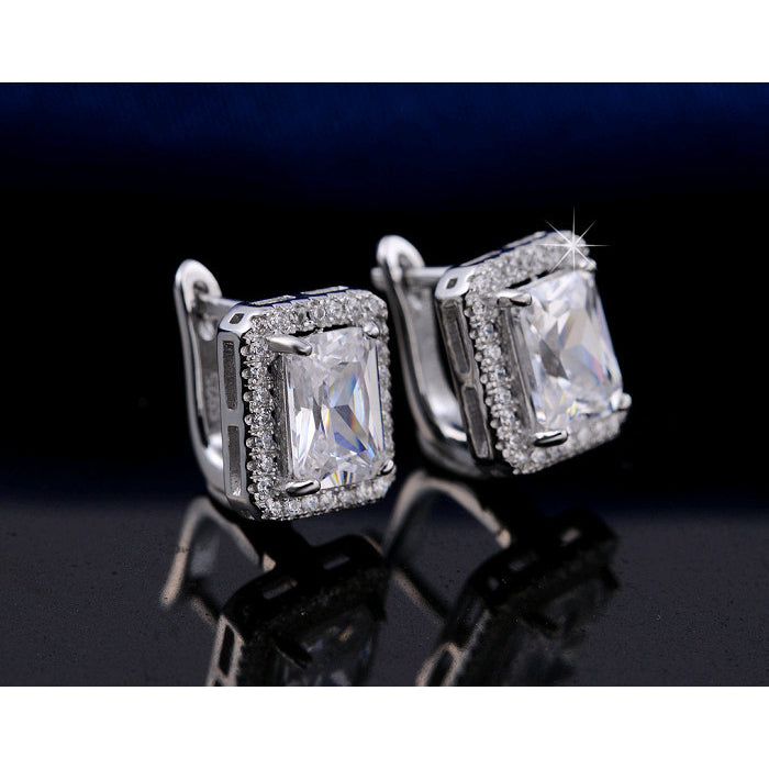 Emerald Cut Cubic Zirconia Earrings Image 6