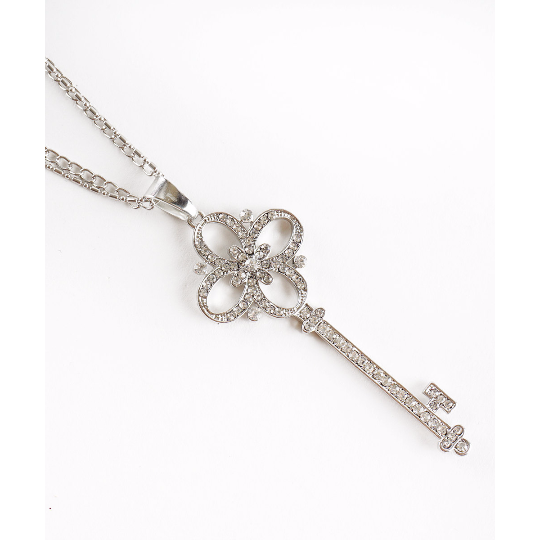 Key NecklaceQueen Key NecklaceCrystal Clover Key NecklaceVictorian Key NecklaceKey Pendant Image 2