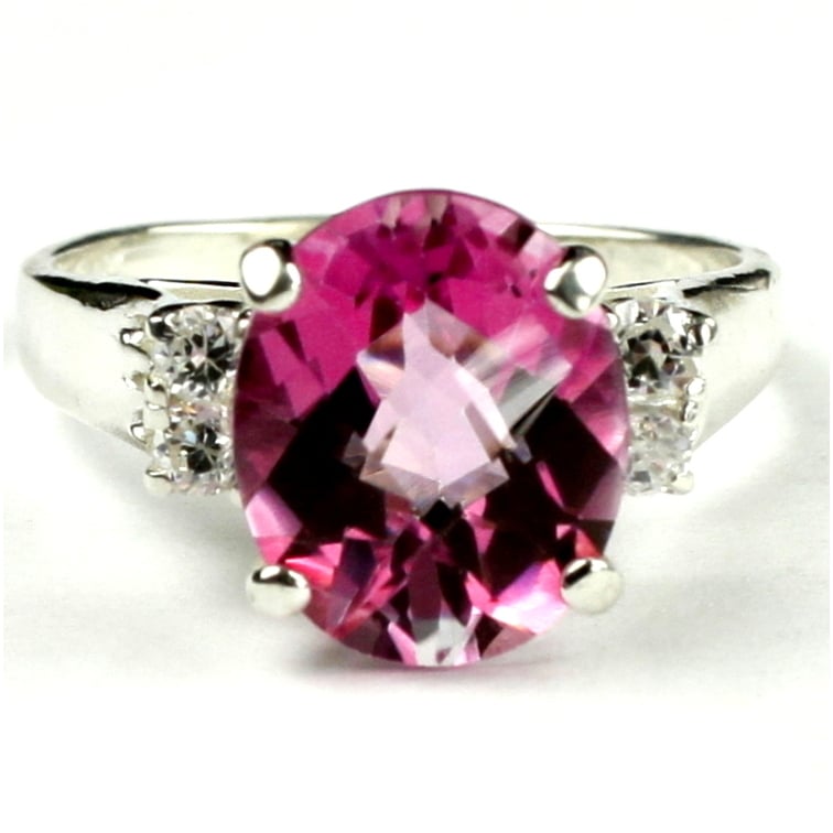 SR123 Pure Pink Topaz 925 Sterling Silver Ring Image 1