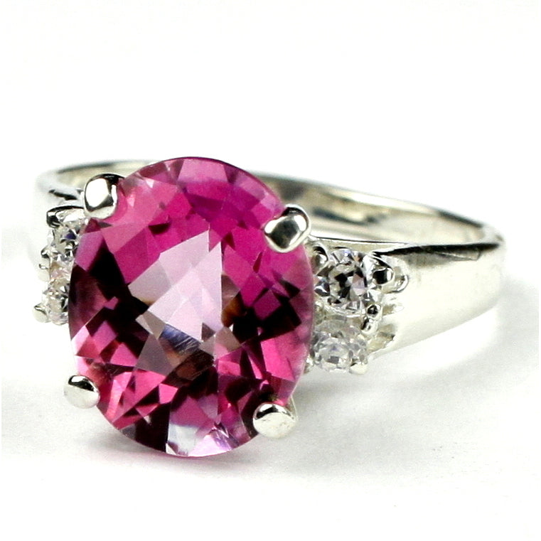 SR123 Pure Pink Topaz 925 Sterling Silver Ring Image 2