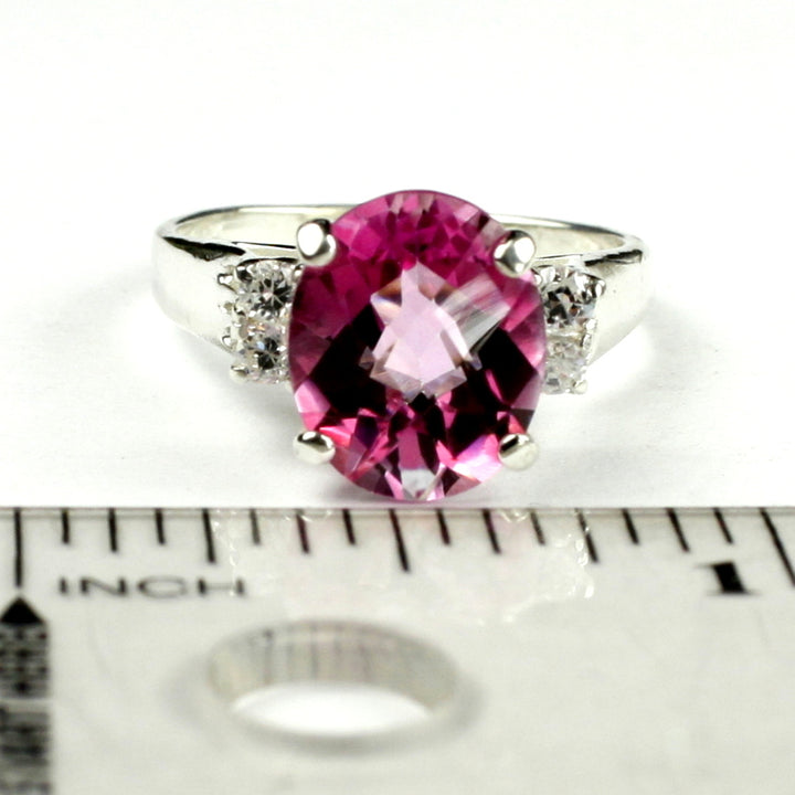 SR123 Pure Pink Topaz 925 Sterling Silver Ring Image 4