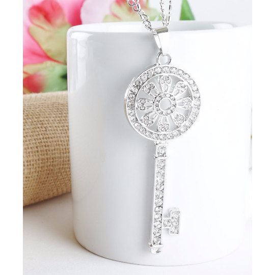 Sunflower Key NecklaceSunburst Key PendantBridesmaids GiftValentines Gift Idea Image 1