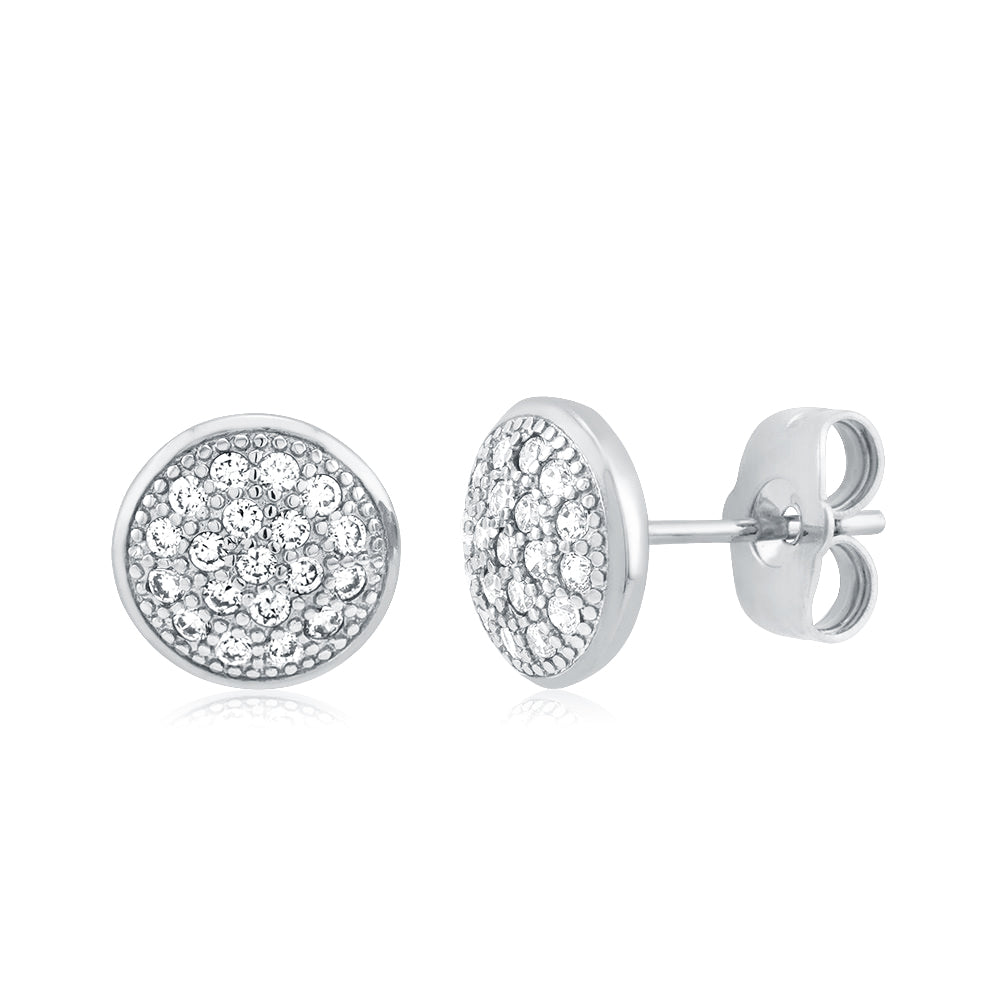 Simulated Diamond Micro Pava Stud Earrings Image 1