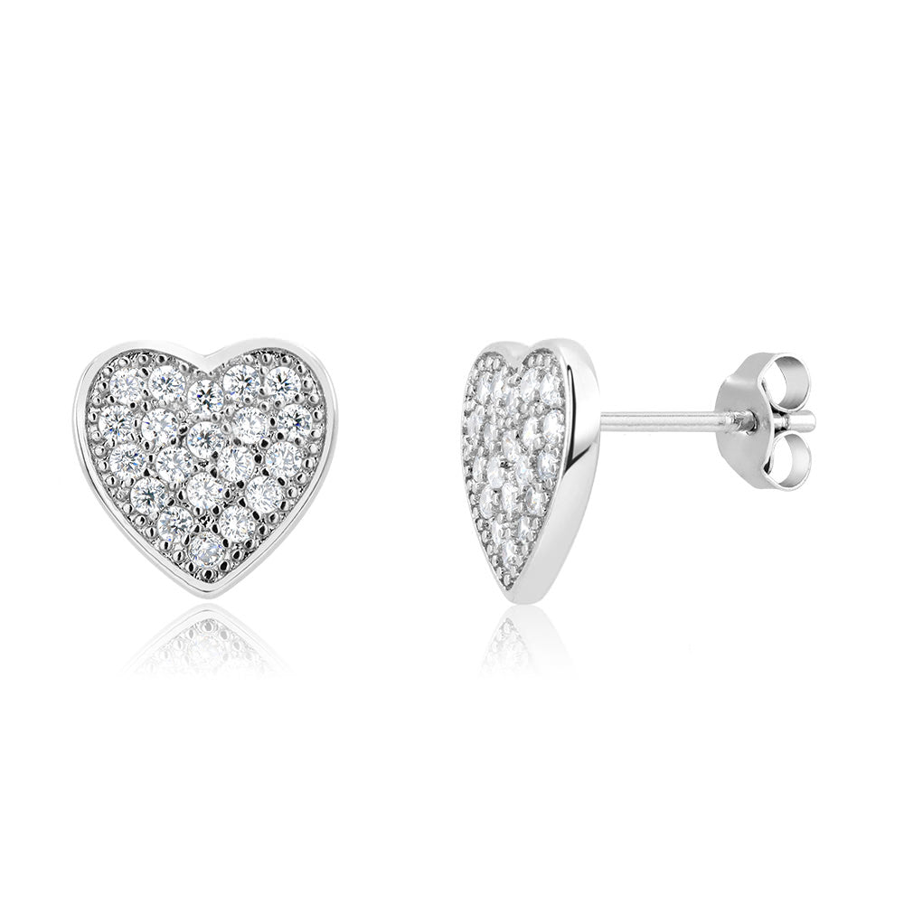 Simulated Diamond Micro Pava Stud Earrings Image 2