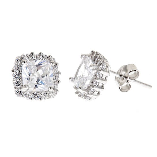 Sterling Silver 3.5cttw Cushion Cut Simulated Diamond Halo Studs Image 6