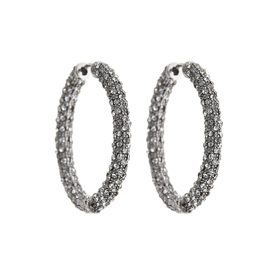 Swarovski Elements Crystal Studded 18kt Gold or White Gold Plated Hoops 35mm Image 1