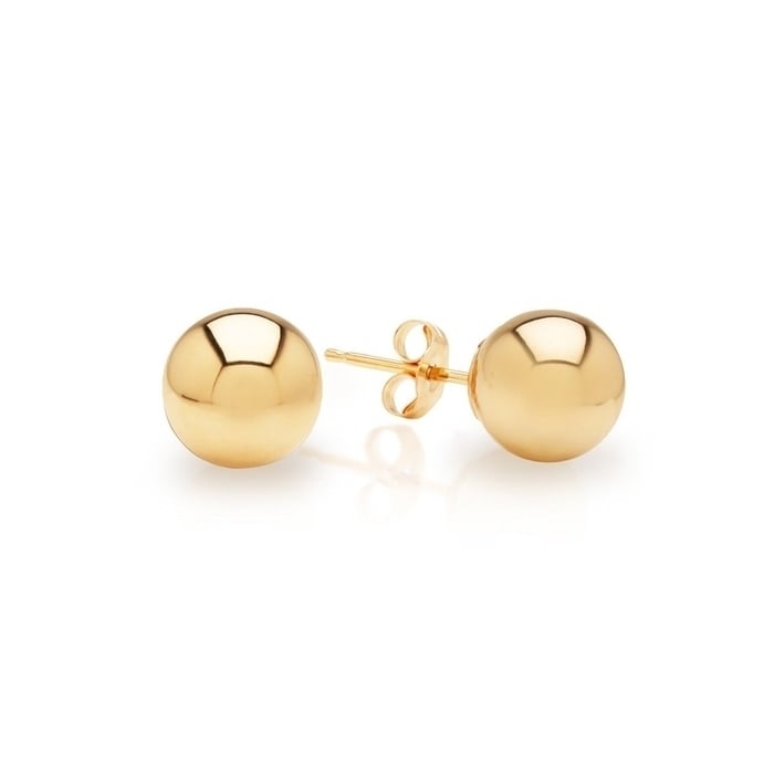 14Kt Gold Ball Stud Earrings Solid Gold Butterfly Post Available 3mm to 8mm Image 1