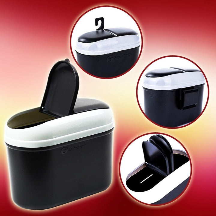 Zone Tech Traveling Portable Car Trash Can Black Vehicle Trash Bin Garbage Litter Rubbish Dirt Disposer Image 2