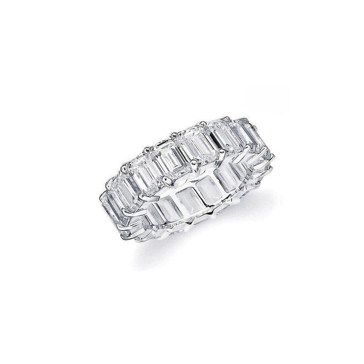 Emerald Cut Simulated Diamond Band 18Kt White Gold Size 6 7 8 9 AAA Quality Image 2