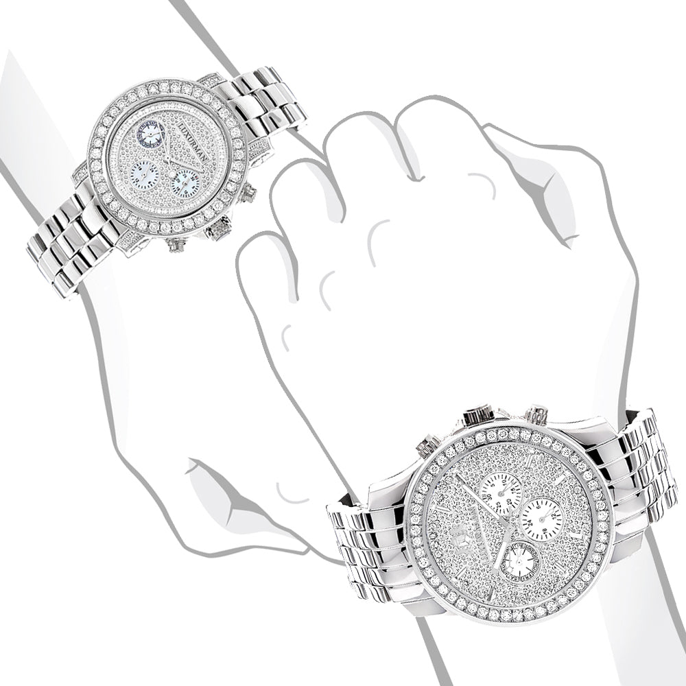 Matching His and Hers Watches: Luxurman Diamond Bezel Watch Set 6ct Image 4