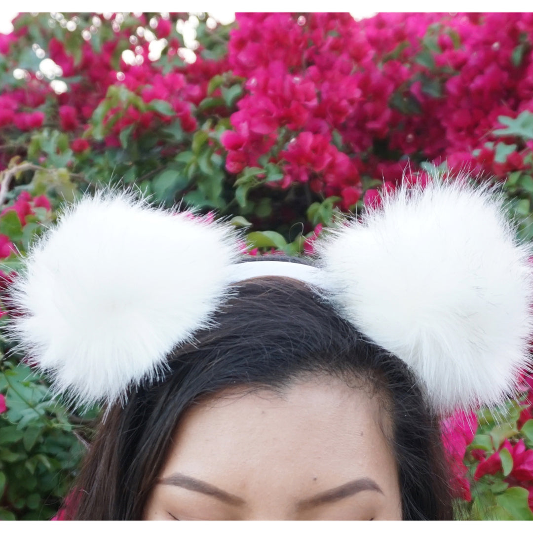 Pom Pom HeadbandBear Ears HeadbandTeddy Bear Ears HeadbandBlack Pom PomsWhite Pom Poms90s Pom Pom Hairband Image 4