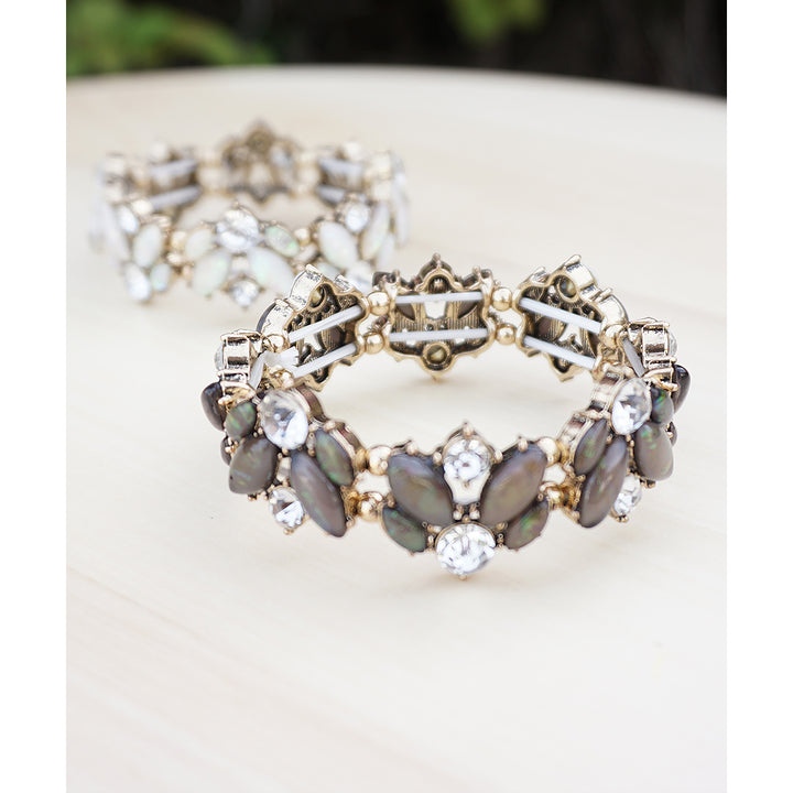 Crystal Leaf Bracelet Black AB Crystal or White AB Crystal Bridesmaids BraceletWedding BraceletBridal Bracelet Image 4