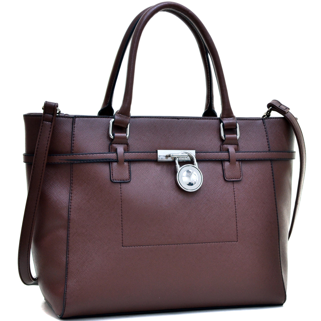 Dasein Padlock Belted Medium Tote Bag Image 3