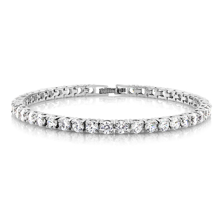 18K White Gold and CZ Jewelry Set -  HoopsStudsTennis Bracelet and Ring Image 4