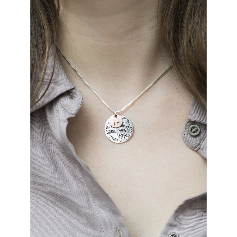 Inspirational Be Pendant Necklace in Sterling Silver Image 2